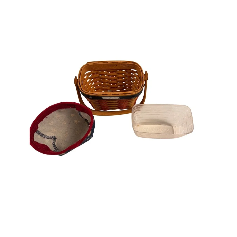 Longaberger 2001 Inaugural Basket Patriotic Red Blue‎ Handwoven with Liner Liner